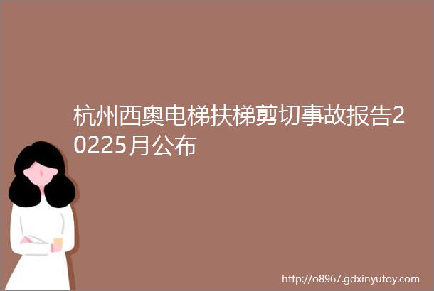 杭州西奥电梯扶梯剪切事故报告20225月公布